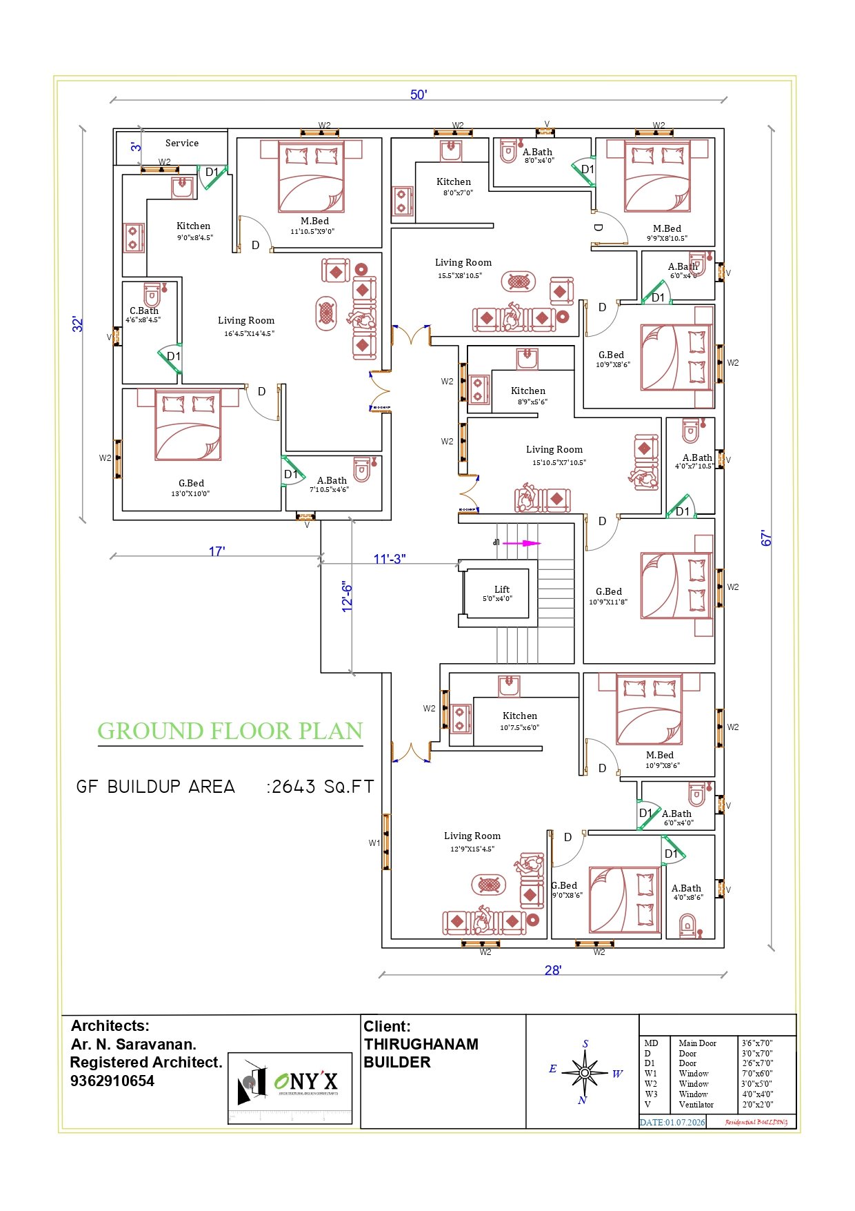 2 BHK Floor Plan 2D